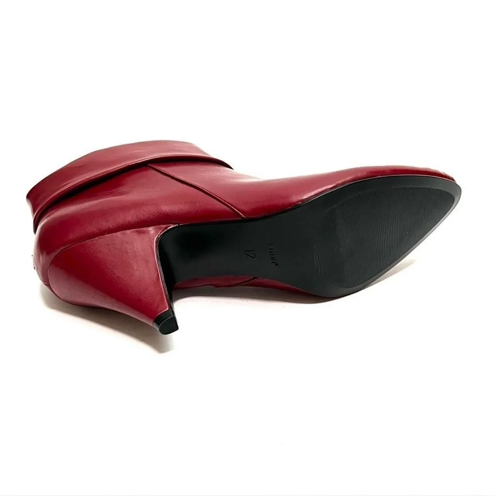 Vintage Y2K deadstock red vegan leather fold over zip up ankle boots